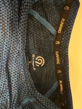 Champion Navy Blue Mesh Running Tank with Yellow Accents